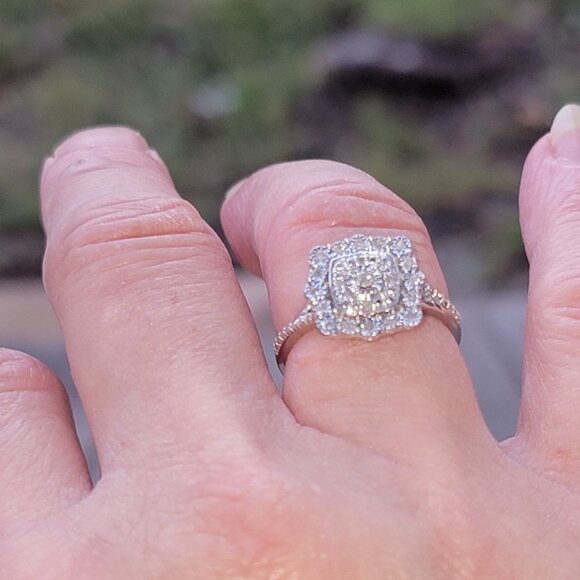 White Diamond Ring, (Size 6 & 1ctw) & White Diamond Earring 1.5ctw Set - Picture 3 of 10